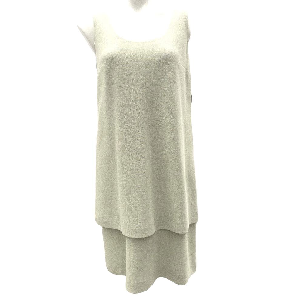 Louis Feraud Vintage Tiered Shift Dress Women 10 Seafoam Green Sleeveless Midi